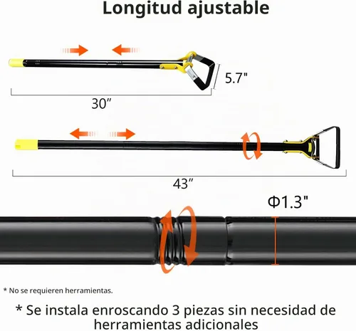 Vista 4 de DonSail Herramienta de jardín Hoe – Azadas de jardín para deshierbar jardinería mango largo resistente – lazo de deshierbe ajustable azada estribo