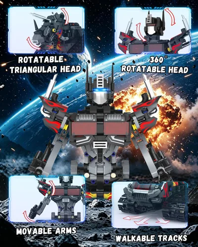 Vista 6 de Kit de construcción de robot STEM 5 en 1, juguetes de robot RC para Negro