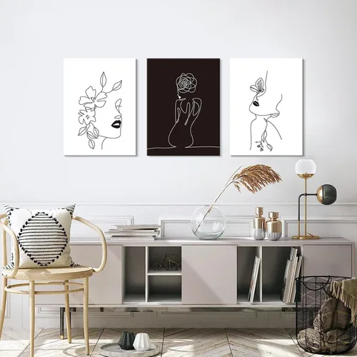 Vista 21 de Arte Gracioso de Baño en Lona para Pared en Blanco y Negro Juego de Inodoro y Tina Cartel Impreso en 3 Piezas Pintura de Citas de Baño Estilo Retro