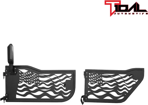 Vista 5 de EAG Puerta tubular de la bandera de Estados Unidos 4 con espejo reflectante apto para Wrangler JK 07-18 4 puertas solamente