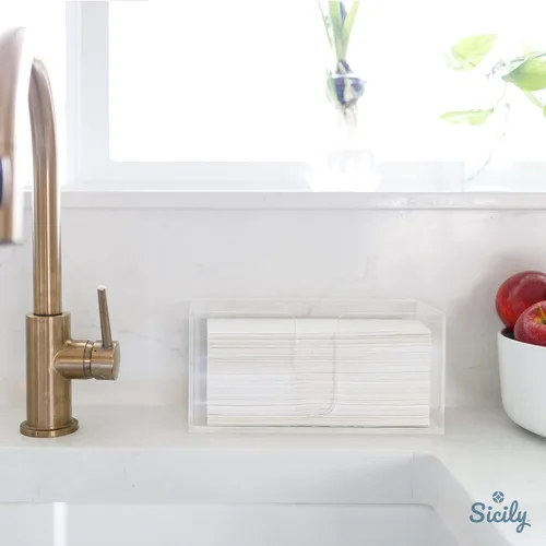 Vista 4 de Toallero de papel acrílico (acrílico de 0.197 in), dispensador de toallas de papel para encimera, baño, cocina