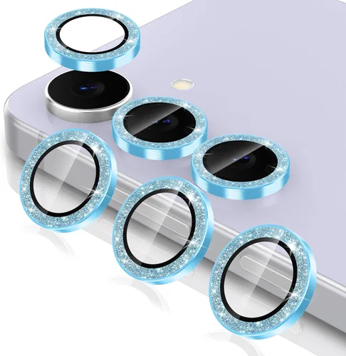 Vista 99 de Casetego Protector de lente de cámara para Galaxy Z Fold 8, [Diseño de purpurina mejorado], [Fuerte adherencia], lente de vidrio templado 9H negro