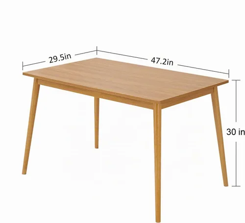 Vista 3 de Panana Mesa de comedor moderna de 47 pulgadas, mesa de cocina con patas de madera maciza, acabado de roble, mesa de comedor para el hogar, muebles