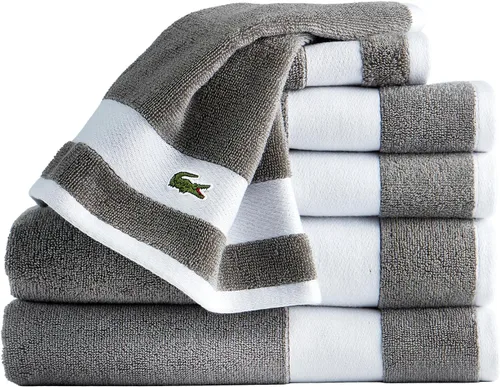Vista 8 de Lacoste Sport Stripe - Juego de toallas de lujo de algodón (6 piezas) – Hecho con 100% algodón Supima suave, absorbente y de secado rápido, incluye