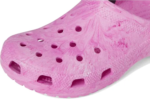 Vista 6 de Crocs Zuecos clásicos unisex para adultos con teñido anudado marmoleado, Remolino rosado, 10 mujer/8 hombre