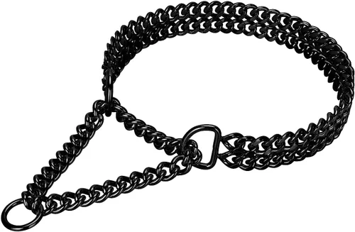 Vista 9 de Collar de cadena de acero inoxidable y oro de 18 quilates, ajustable, a prueba de mordidas, eslabones cubanos, doble fila, metal, collar para Oro 18k