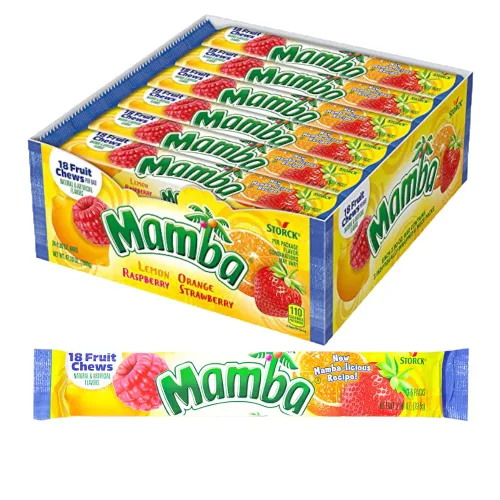 Vista 7 de Mamba Caramelos masticables de frutas – Masticables envueltos individualmente para Halloween, fiestas y aperitivos, paquete variado con fresa
