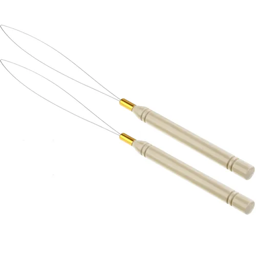 Vista 2 de Chinco Paquete de 10 herramientas de gancho de madera para extensión de cabello, herramienta de gancho para tirar y dispositivo de cuentas