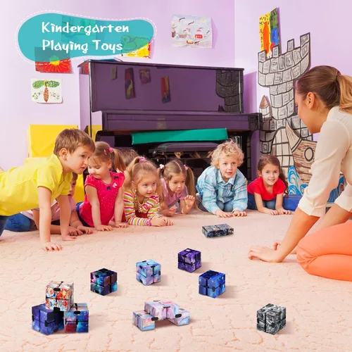 Vista 6 de Chivao 48 piezas de cubo infinito juguete sensorial cubo infinito Fidget juguete para aliviar el estrés de mano infinito volteando escritorio