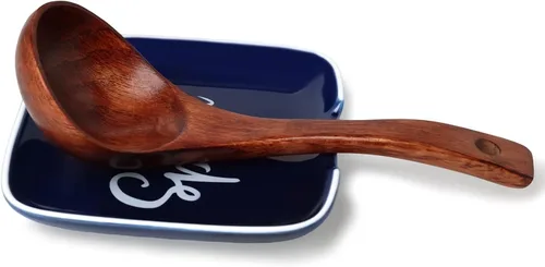 Vista 7 de GDCZ Soporte de cuchara de cerámica para estufa de 4.75 pulgadas, soporte de cuchara grande para encimera de cocina, cuchara moderna para granja
