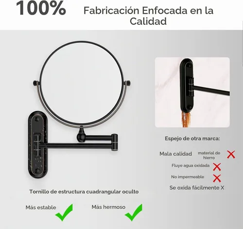 Vista 3 de GURUN Espejo de maquillaje con aumento de 8 pulgadas montado en la pared para baño bronce 20x
