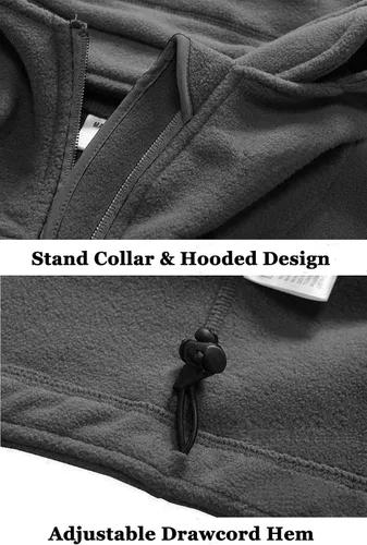 Vista 6 de BIYLACLESEN Chaquetas tácticas de forro polar Softshell para hombre con cremallera completa
