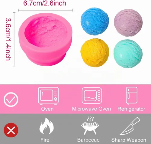 Vista 3 de Patelai Moldes de silicona con forma de bola de helado 3D para hornear