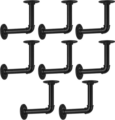 Vista 4 de Soporte de estante de tubo de 1/2 pulgada, soporte de estante flotante montado en la pared, soporte de metal colgante de pared punk de vapor