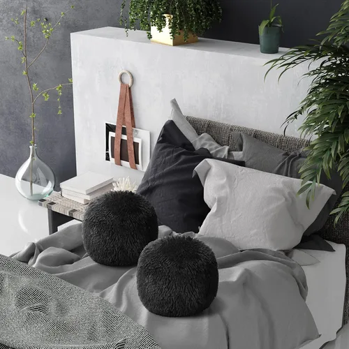 Vista 7 de Paquete de 2 Almohadas Decorativas de Bola Redonda de Felpa de 10 Pulgadas, Almohadas Nórdicas Suaves de Boucle Esféricas Peludas Circulares