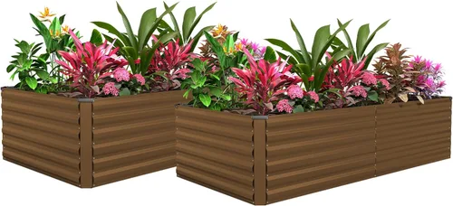 Vista 14 de Cama de jardín elevada con enrejado de arco para plantas trepadoras, cama de jardín elevada galvanizada, jardineras al aire libre para verduras