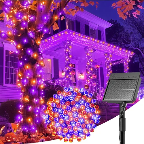 Vista 13 de Minetom Luces de Cadena Solares para Exteriores, 40 pies, 100 Luces LED de Cadena Alimentadas por Energía Solar con 8 Modos de Iluminación, Luces