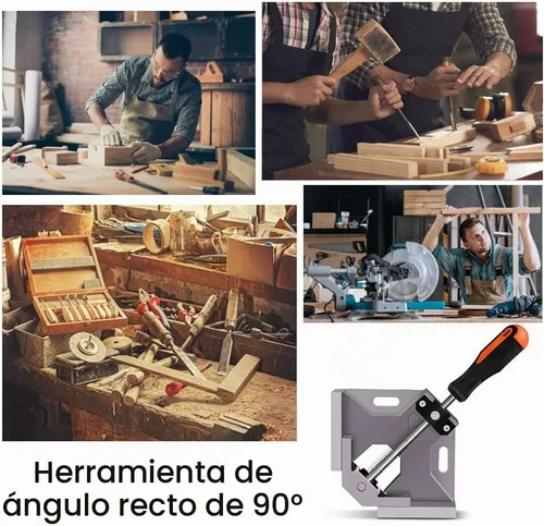 Vista 7 de Paquete de 2 abrazaderas de ángulo recto – Abrazaderas de 90 grados para carpintería, abrazadera de esquina de aleación de aluminio de un solo mango