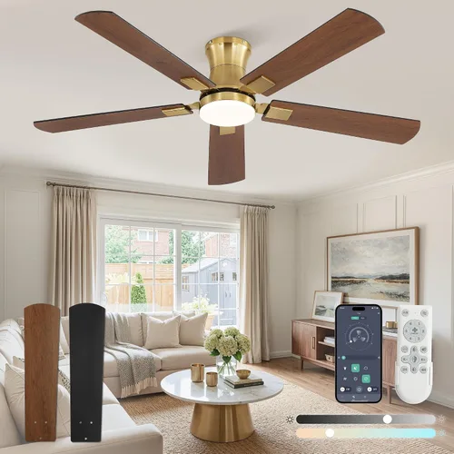 Vista 15 de Fanbulous Ventilador de techo de 42 pulgadas con luz, perfil bajo Negro