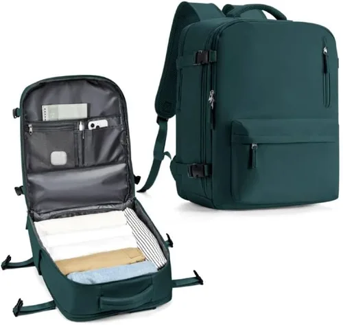 Vista 46 de WONHOX - Mochila grande, aprobada para vuelo, unisex, para viajes, trabajo, negocios o laptop, a1-Negro, Medium