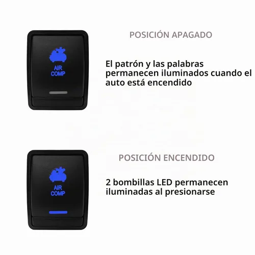 Vista 3 de Interruptor de botón para compresor de aire azul de 12 V para Nissan Qashqai Pathfinder R52 Navara NP300 X-Trail T32 Interruptor de consola