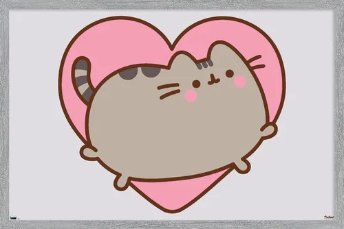 Vista 16 de Trends International Pusheen - Póster de pared de corazón, 22.4 pulgadas de largo x 14.7 pulgadas, versión enmarcada en madera de granero