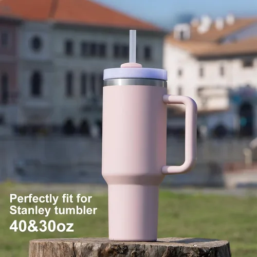 Vista 4 de 6 piezas de pajitas de repuesto para Stanley Adventure Quencher 40 oz 30 oz Vaso de viaje, pajitas con cepillo de limpieza para accesorios Stanley