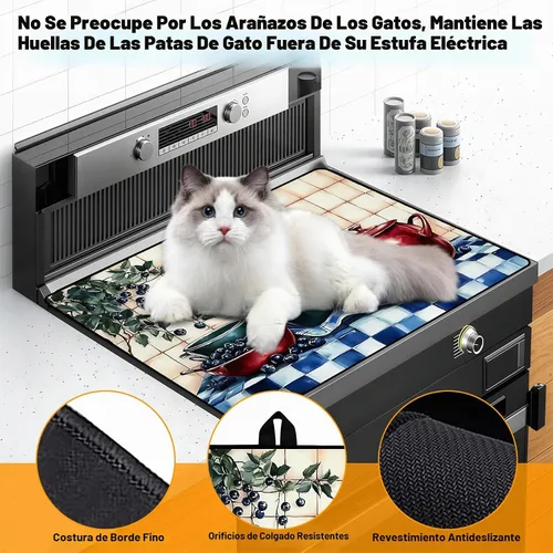 Vista 4 de Cubierta superior de estufa para estufa eléctrica de vidrio (arándano, 28.5 pulgadas de largo x 20.5 pulgadas de ancho) Heat Resistant Cooktop