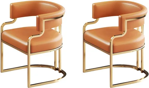 Vista 30 de Sillas de comedor de cocina para interiores, silla lateral tapizada para el hogar, silla con brazo de respaldo bajo, silla de comedor con piel