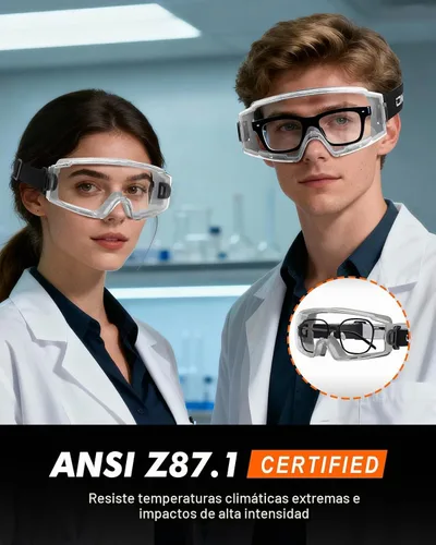 Vista 5 de Gafas de seguridad antivaho – Protección ocular certificada ANSI Z87.1 para trabajos de laboratorio de química – 2