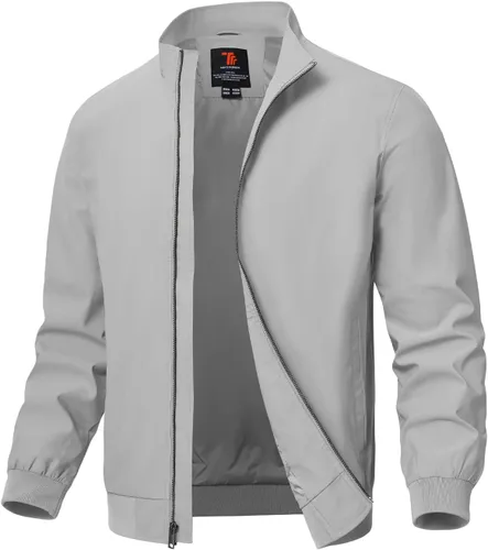 Vista 7 de TBMPOY Chaquetas ligeras para hombre, cortavientos ligeros, con cremallera completa, casual, para trabajo, golf, negocios, otoño, abrigo