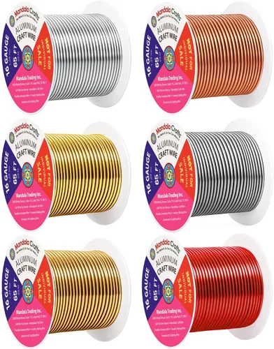Vista 392 de Mandala Crafts - Alambre de aluminio anodizado de calibre 22 para hacer joyas - 137.2 m de alambre flexible surtido y coloreado - Doble para bonsái