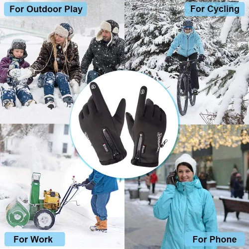 Vista 6 de Guantes de invierno cálidos, aptos para pantalla táctil, para clima frío, guantes de conducción, resistentes al viento, antideslizantes, guantes