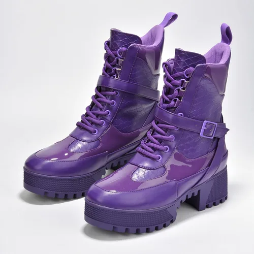 Vista 3 de Cape Robbin Hot Rod - Botas de combate para mujer, botas de plataforma con tacones de bloque gruesos, botas altas para mujer