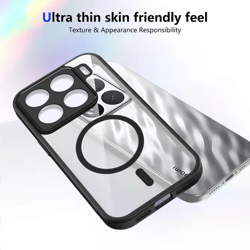 Vista 19 de Funda magnética transparente compatible con Xiaomi 17T, color negro 2 en 1 PC + TPU cubierta de teléfono a prueba de golpes, carcasa protectora