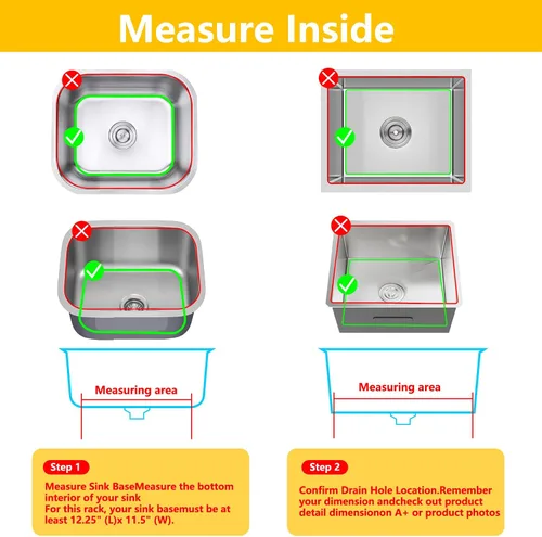 Vista 3 de Protectores de fregadero de acero inoxidable para fregadero de cocina, estante de fregadero de metal de 12.25 x 11.5 pulgadas con orificio