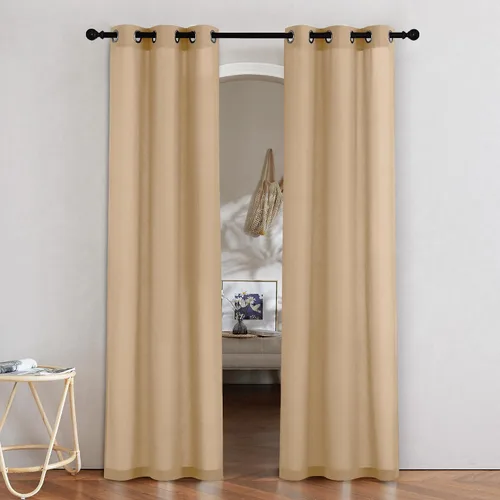 Vista 195 de NICETOWN - Cortinas de lino angora para ventana de cocina sobre el fregadero, con ojales, lino grueso angora, tratamientos cortos para ventanas