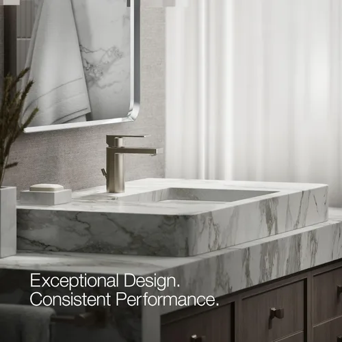 Vista 4 de Kohler 23472-4-BN Parallel® - Grifo para lavabo de baño con mango único, 1.2 gpm, níquel cepillado vibrante