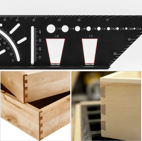 Vista 5 de Herramienta de medición de ángulo de aleación de aluminio 3D, herramienta de medición de ángulo multifunción para carpintería, herramientas