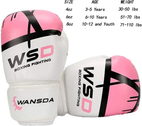 Vista 6 de Luwint Guantes de boxeo para niños y jóvenes, 4 onzas, 6 onzas, 8 onzas, guantes de entrenamiento premium para 3-5, 6-10, 10-12 años y adolescentes
