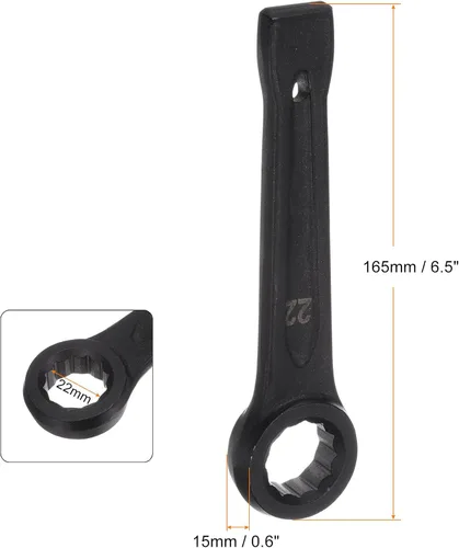 Vista 2 de uxcell Llave tipo anillo de extremo de caja de 0.866 in, herramienta de mano de llave de cabeza única de acero de alta resistencia Hand Tool
