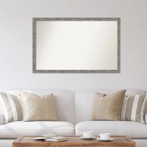 Vista 249 de Amanti Art Silver Bathroom Mirror for Over Sink, 26x35 Custom Made Marred Pewter Rectangle Vanity Mirror, Large Casual Wood Frame, Hangs Horizonally