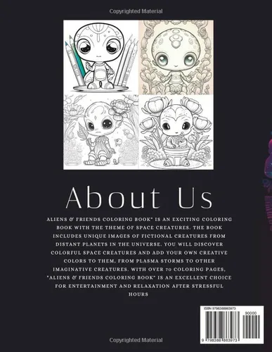 Vista 2 de Aliens & Friends Coloring Book For Kids And Youth Amazing Coloring Book With Cutest Alien And Friends in Universe To Boost Creativity for Stress