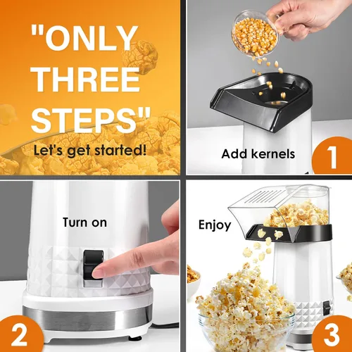 Vista 4 de Máquina de palomitas de maíz con taza medidora para derretir mantequilla, máquina de palomitas de maíz rápida y fácil para reuniones familiares, sin