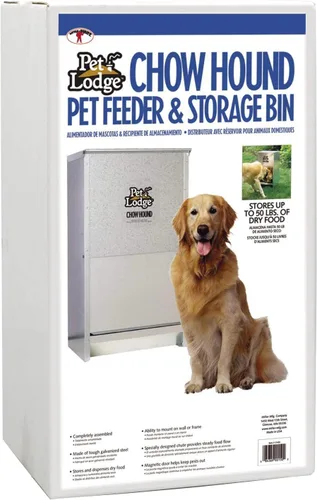 Vista 3 de Pet Lodge Little Giant CH50 - Alimentador automático para perros de acero de calibre pesado para interiores y exteriores, con capacidad de 50 libras