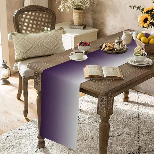 Vista 3 de Artwork Store Camino de mesa de lino y algodón morado, para mesa de comedor, decoración de cocina de granja, decoración de cena de vacaciones, 13 x