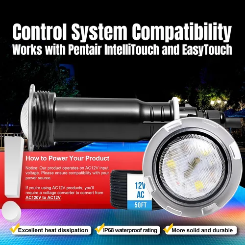 Vista 4 de Luces de piscina Generalman para piscina enterrada, reemplazo directo para Pentair GloBrite, luz LED de 1.5 pulgadas para piscina y spa enterrada