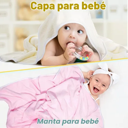 Vista 5 de Chumia - Paquete de 6 toallas de baño con capucha para bebé, 30 x 30 Varios