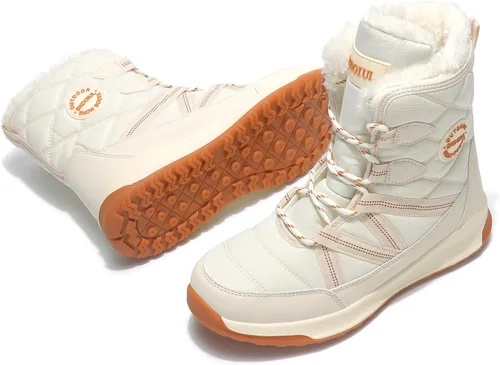 Vista 8 de TSIODFO Botas de moda para mujer, de invierno, impermeables, para exteriores, de cuero, color rosa dulce