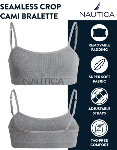 Vista 2 de Nautica Brasier de entrenamiento para niña, paquete de 36 unidades, sin costuras, brasier para niñas, almohadillas extraíbles (30-36)